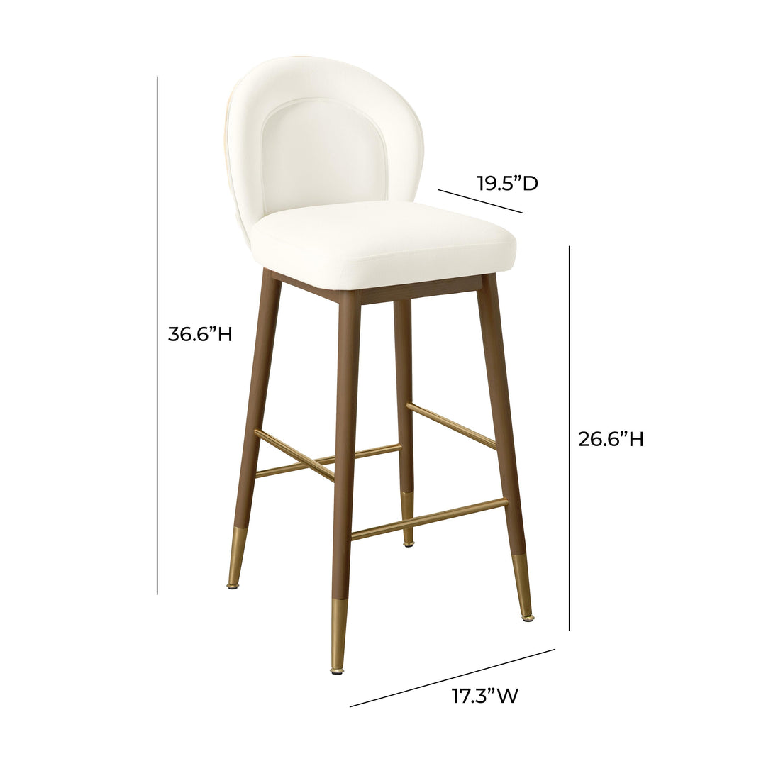 Hailey Cream Velvet Counter Stool