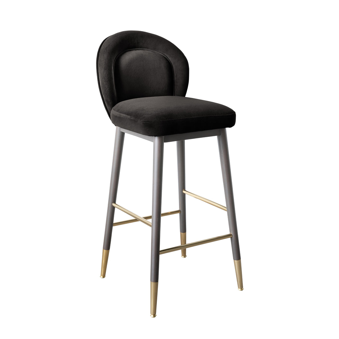 Hailey Charcoal Grey Velvet Barstool