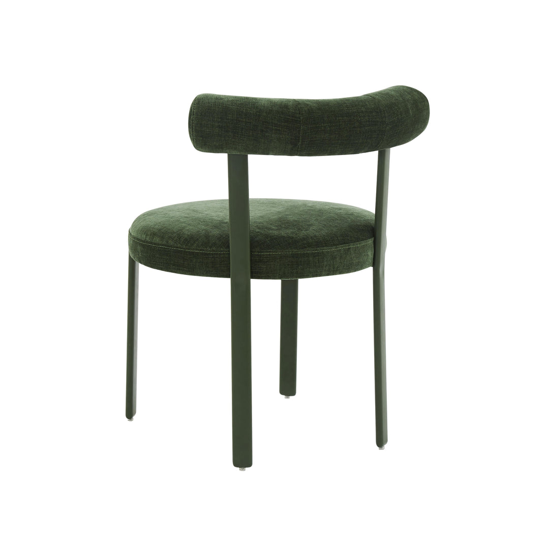 Margaret Forest Green Performance Chenille Bolster Back Dining Chair