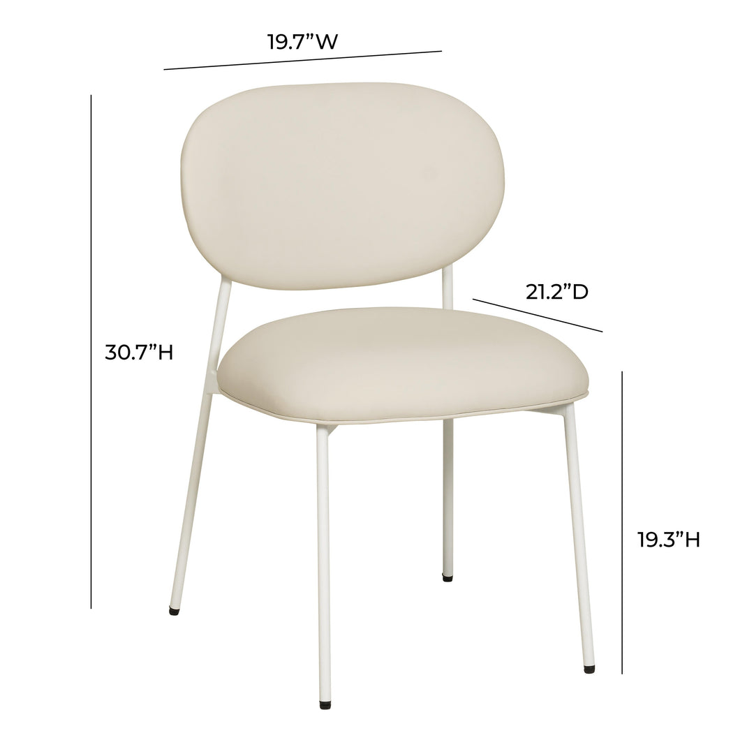 McKenzie Cream Vegan Leather Stackable Dining Chair with Cream Legs