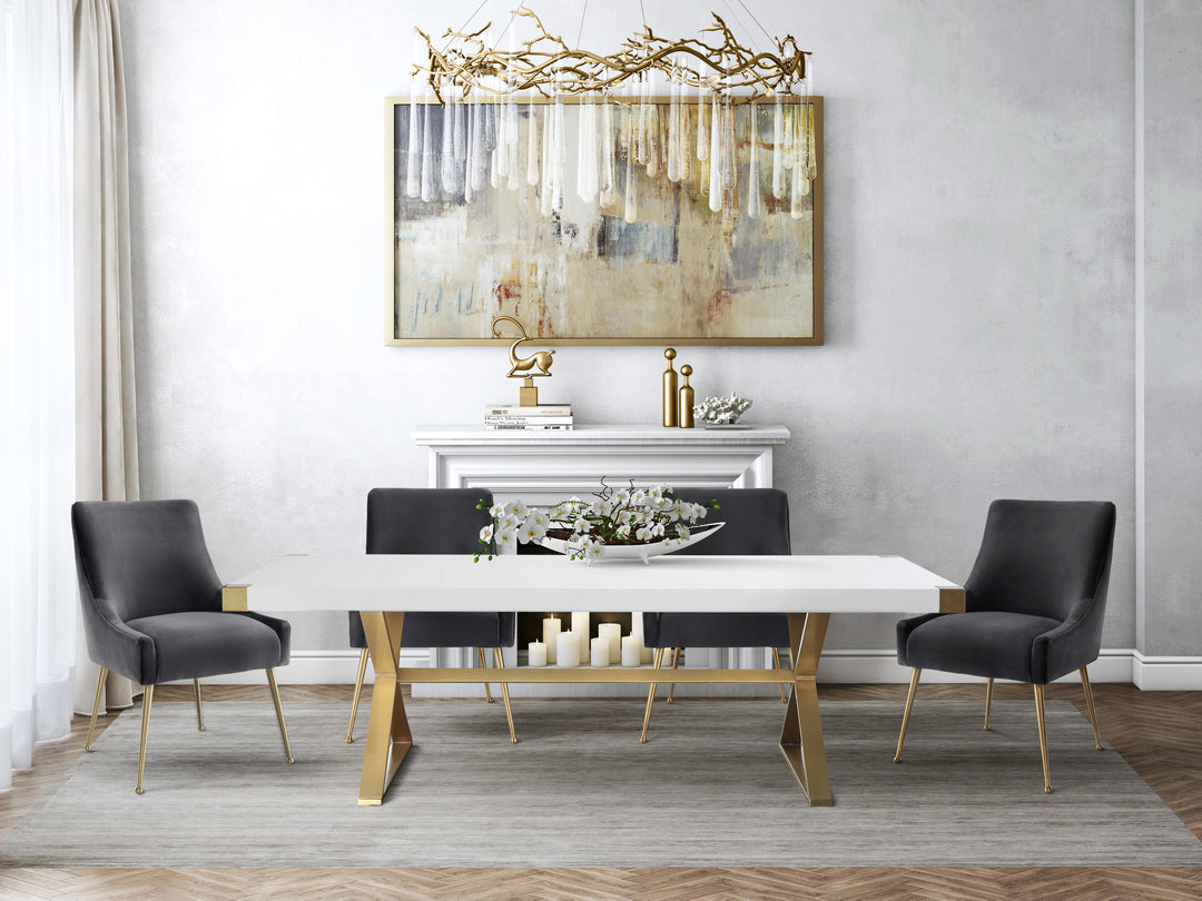 Adeline White Lacquer Dining Table