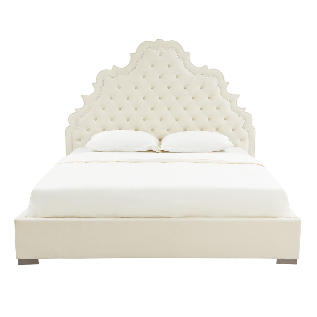 Carolina Cream Velvet Bed in Queen