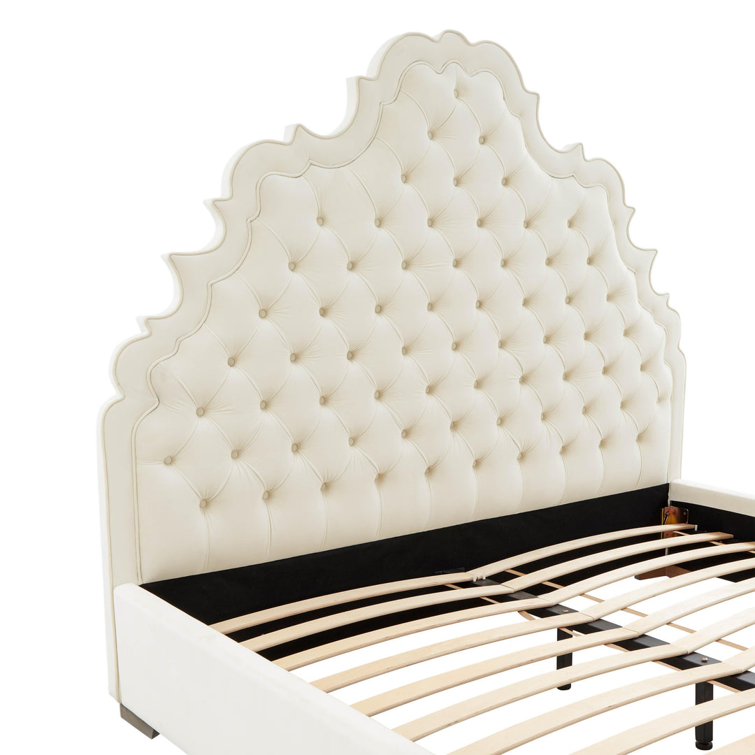 Carolina Cream Velvet Bed in King