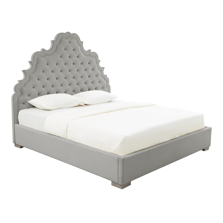 Carolina Grey Velvet Bed in Queen