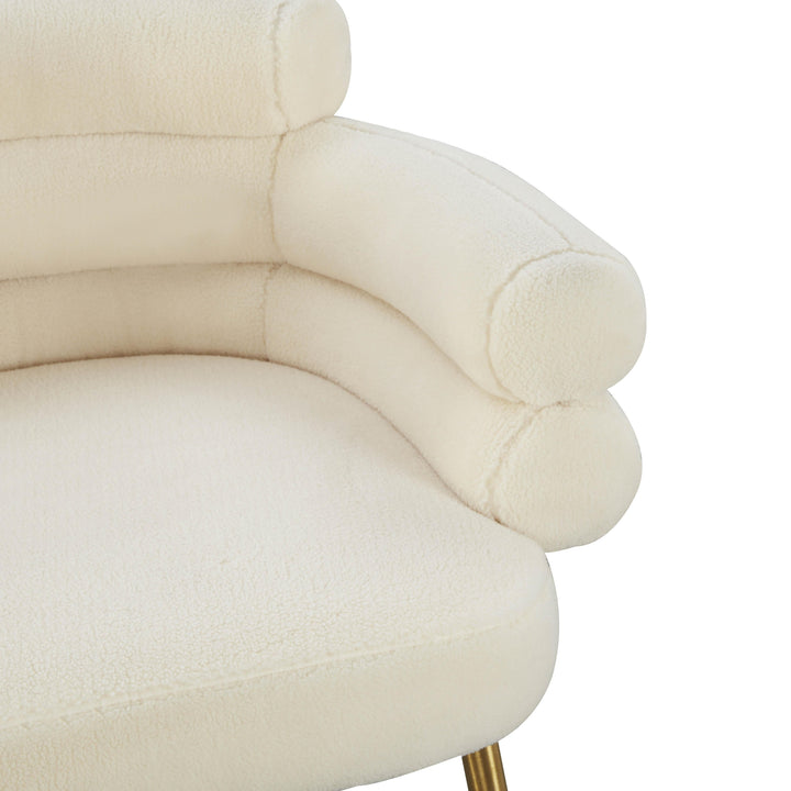 Dente Cream Faux Sheepskin Dining Chair