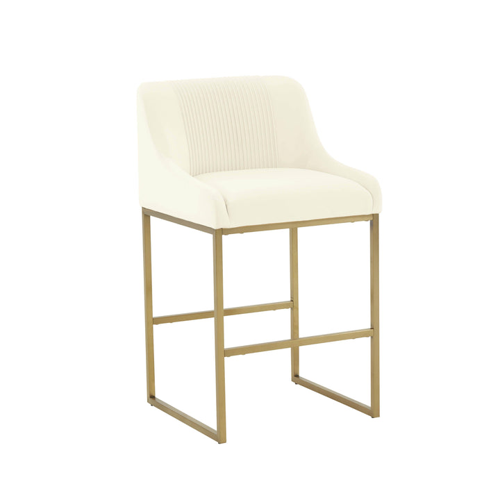 Lisa Cream Pleated Velvet Counter Stool