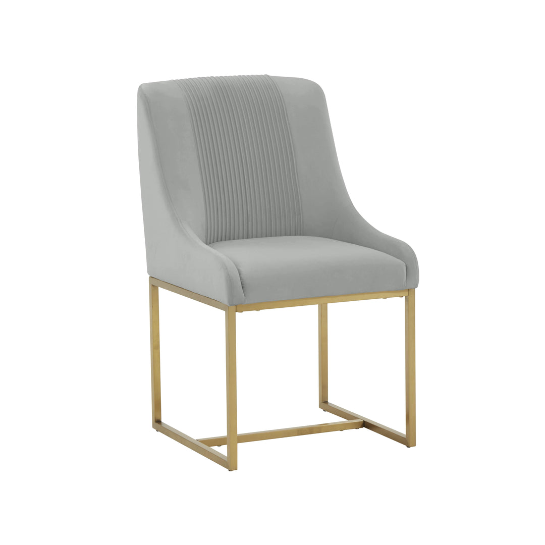 Lisa Grey Pleated Velvet  Dining Chair