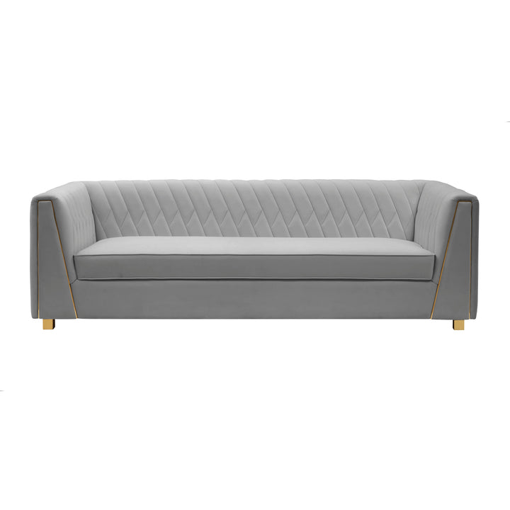 Wafa Light Grey Velvet Sofa