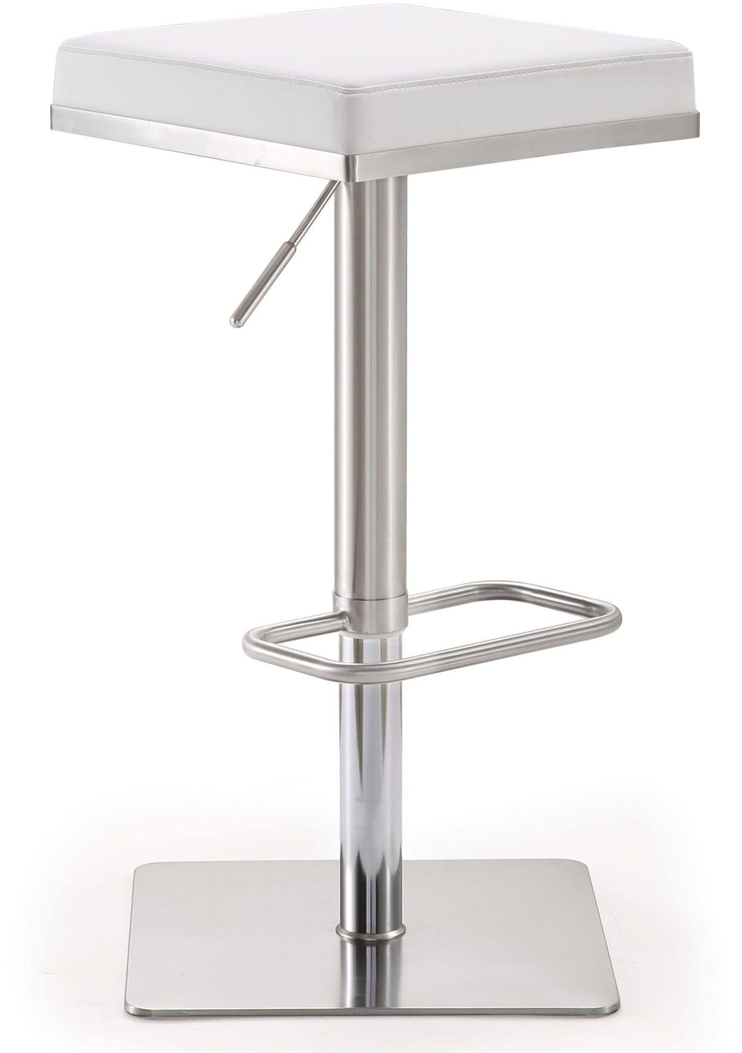 Bari White Stainless Steel Adjustable Barstool