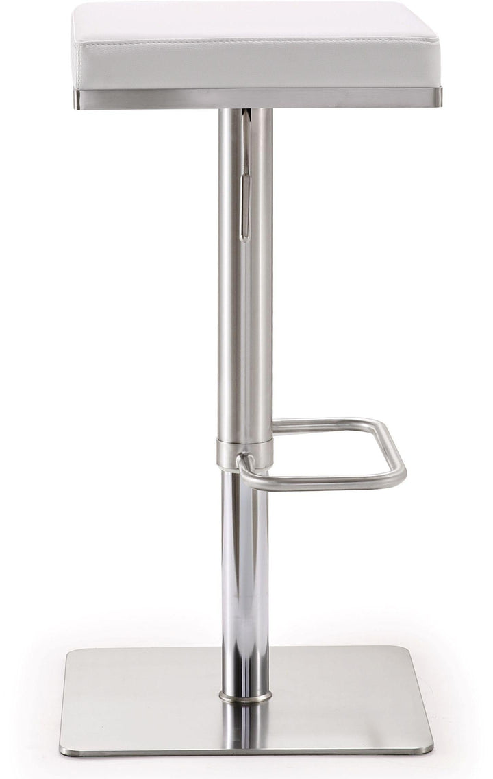 Bari White Stainless Steel Adjustable Barstool