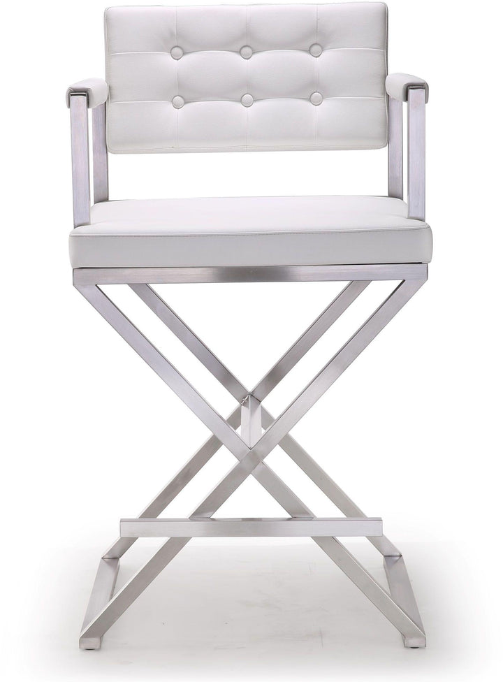 Director White Steel Counter Stool