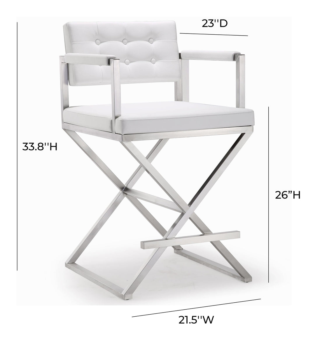 Director White Steel Counter Stool