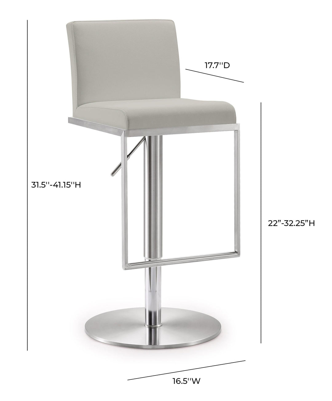 Amalfi Light Grey Stainless Steel Barstool