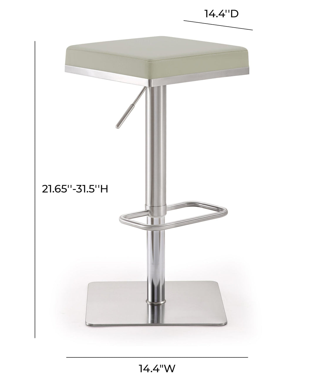 Bari Light Grey Stainless Steel Barstool