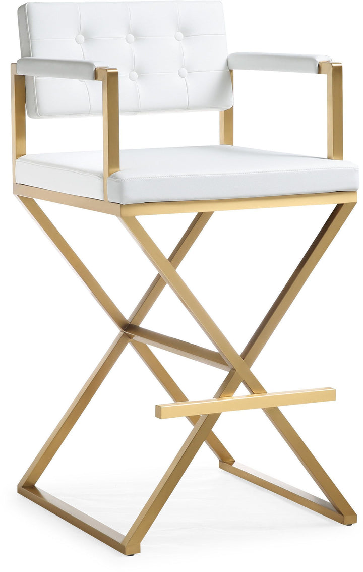 Director White Gold Steel Barstool