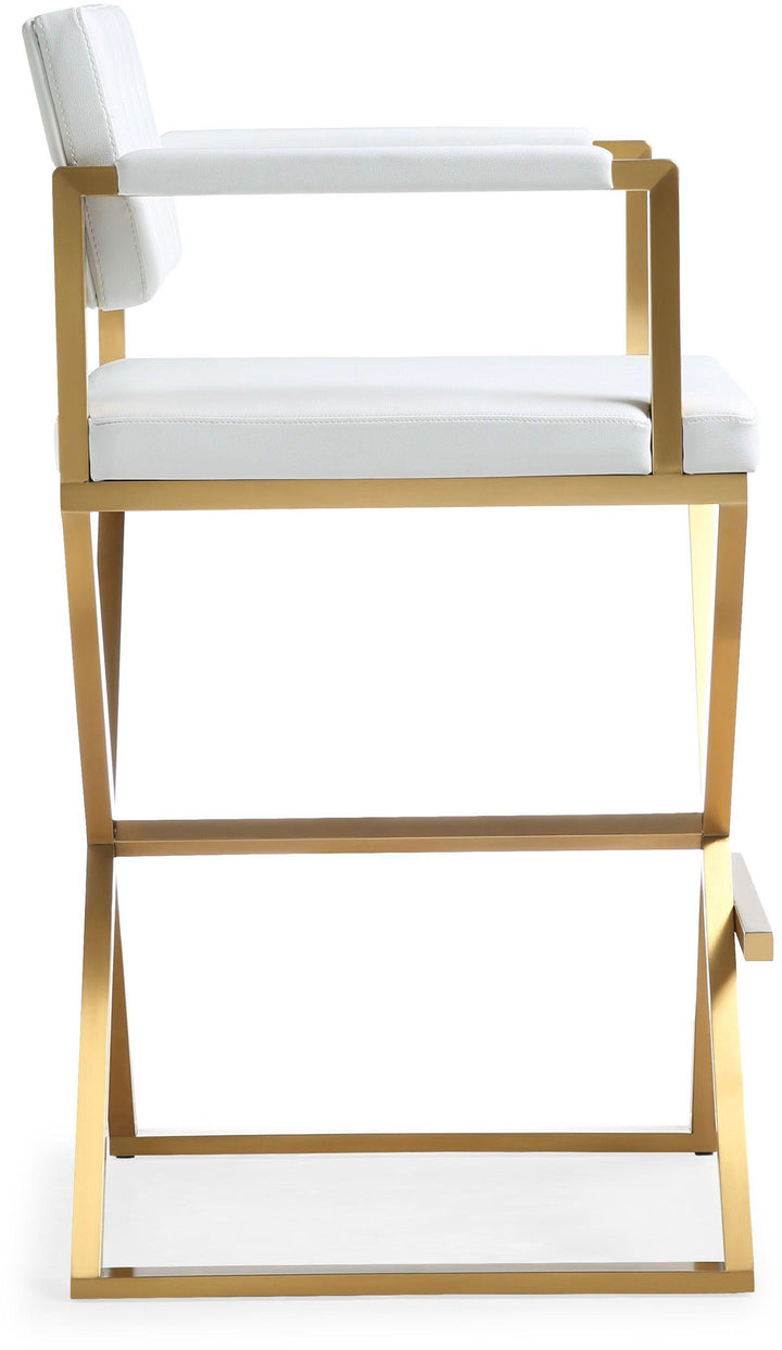 Director White Gold Steel Barstool