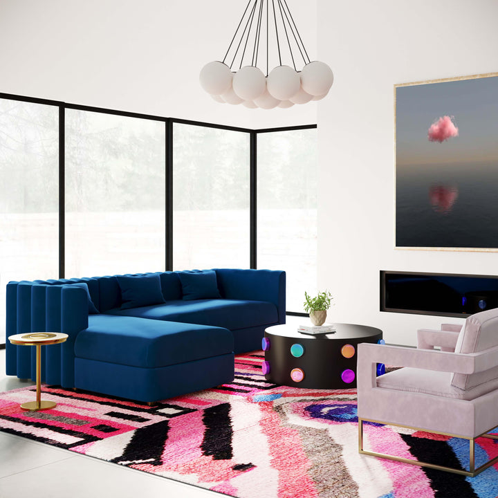 Callie Navy Velvet Sectional - LAF