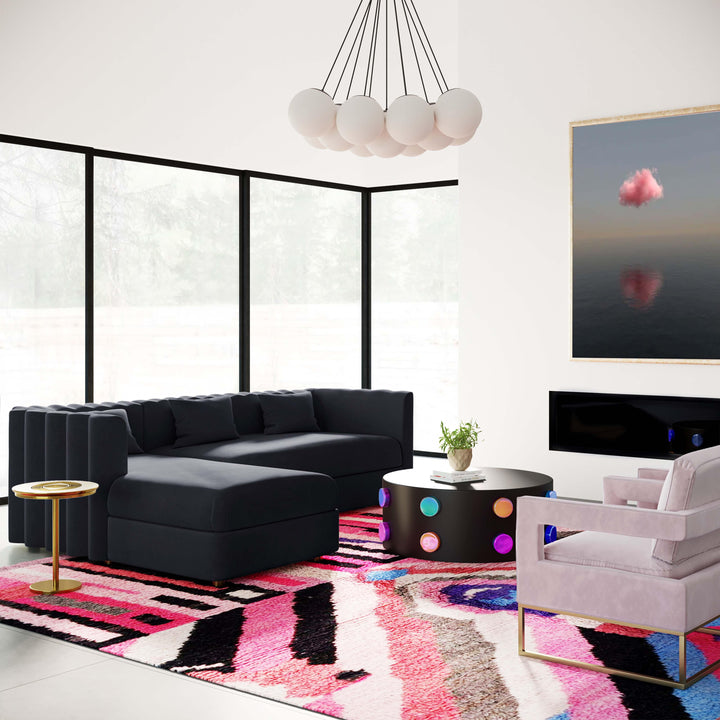 Callie Black Velvet Sectional - LAF