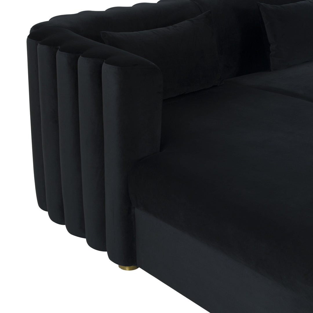 Callie Black Velvet Sectional - LAF