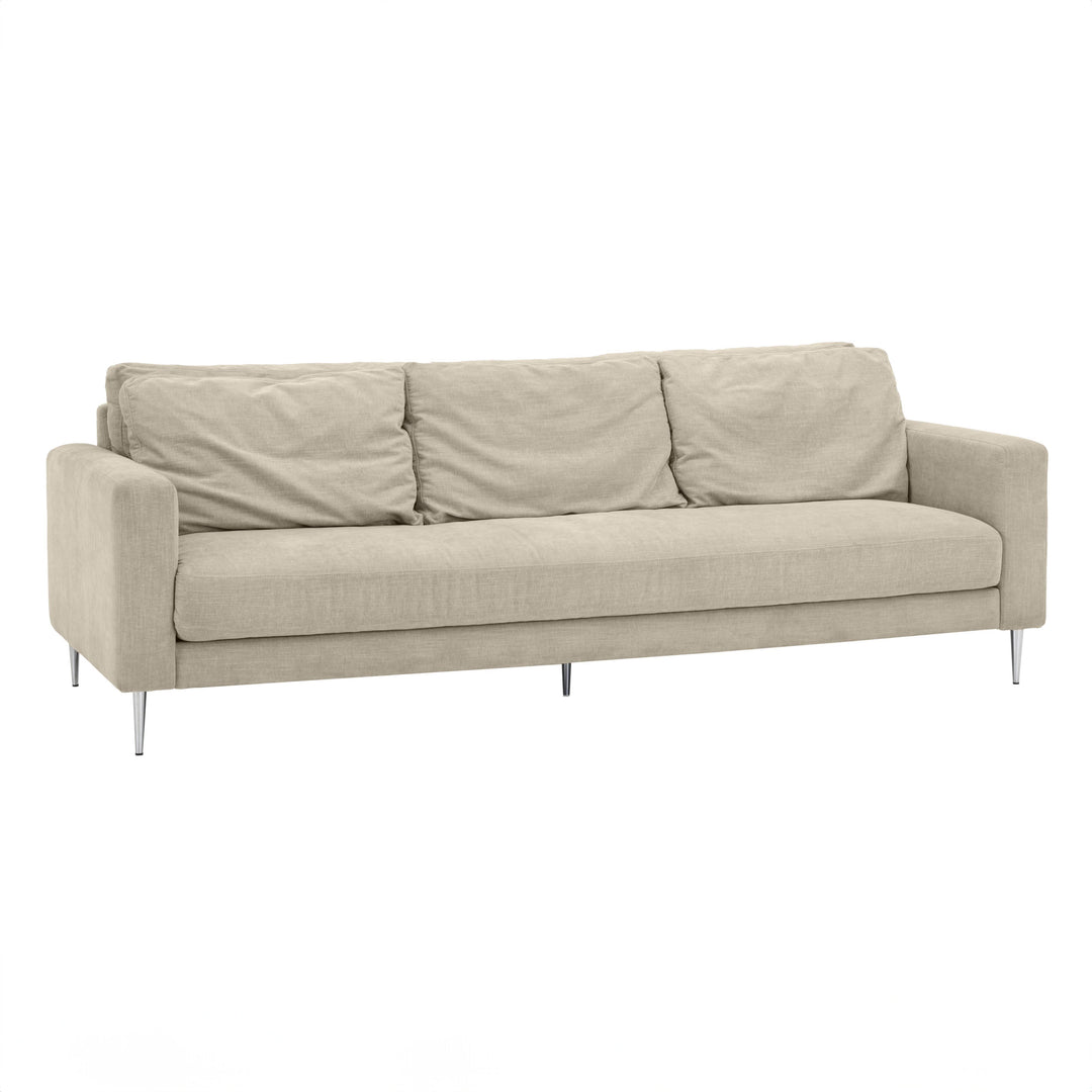 Vari Beige Textured Velvet Lounge Sofa