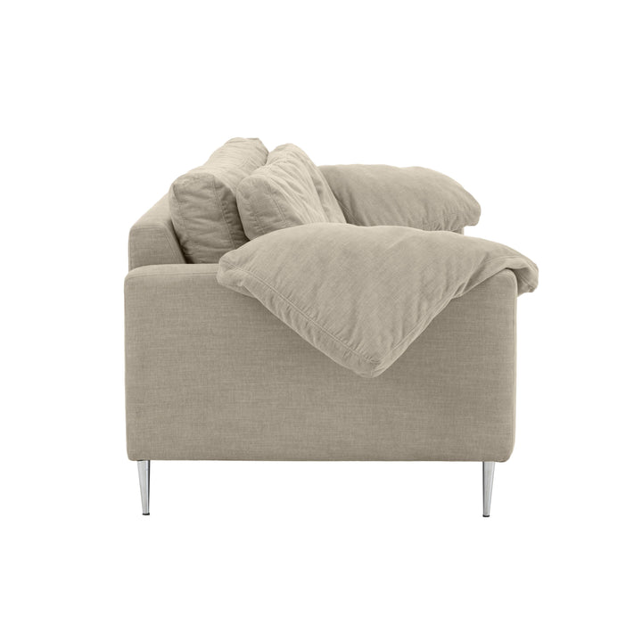 Vari Beige Textured Velvet Lounge Sofa