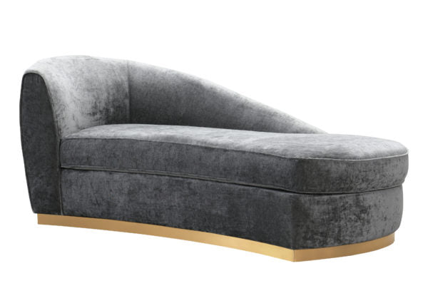 Adele Slub Grey Velvet Chaise