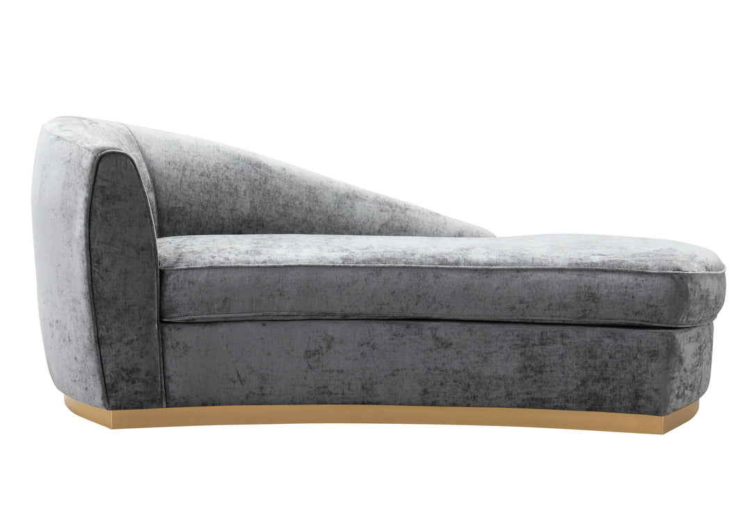 Adele Slub Grey Velvet Chaise