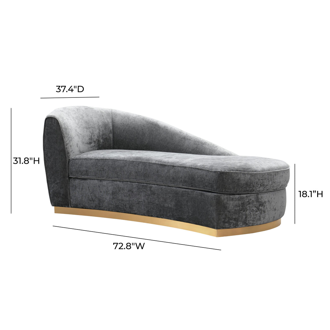 Adele Slub Grey Velvet Chaise