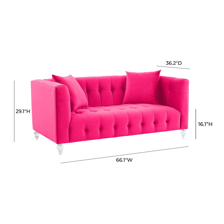 Bea Hot Pink Velvet Loveseat