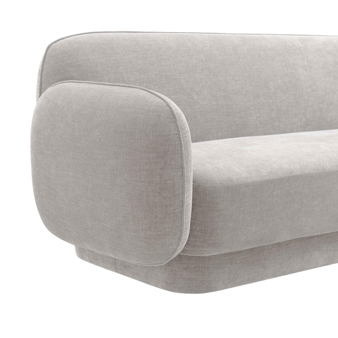 Kandor Stone Grey Textured Velvet Sofa