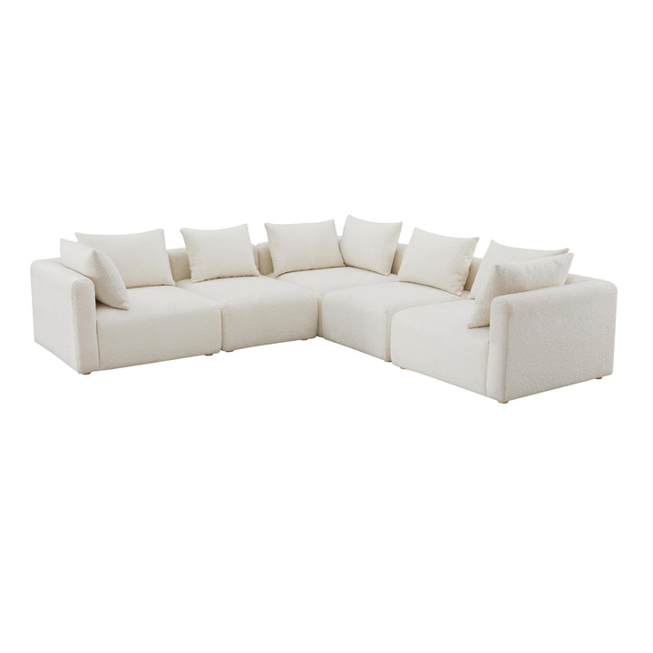 Hangover Cream Boucle 5-Piece Modular L-Sectional