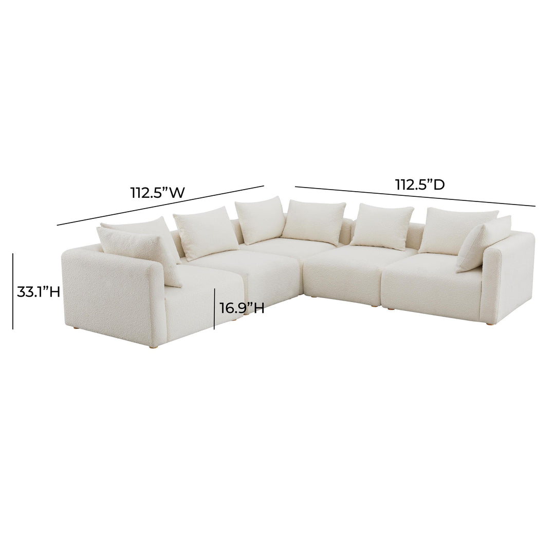 Hangover Cream Boucle 5-Piece Modular L-Sectional