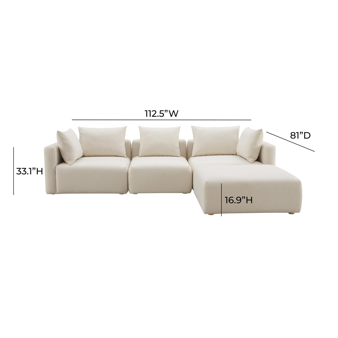 Hangover Cream Performance Linen 4-Piece Modular Sectional