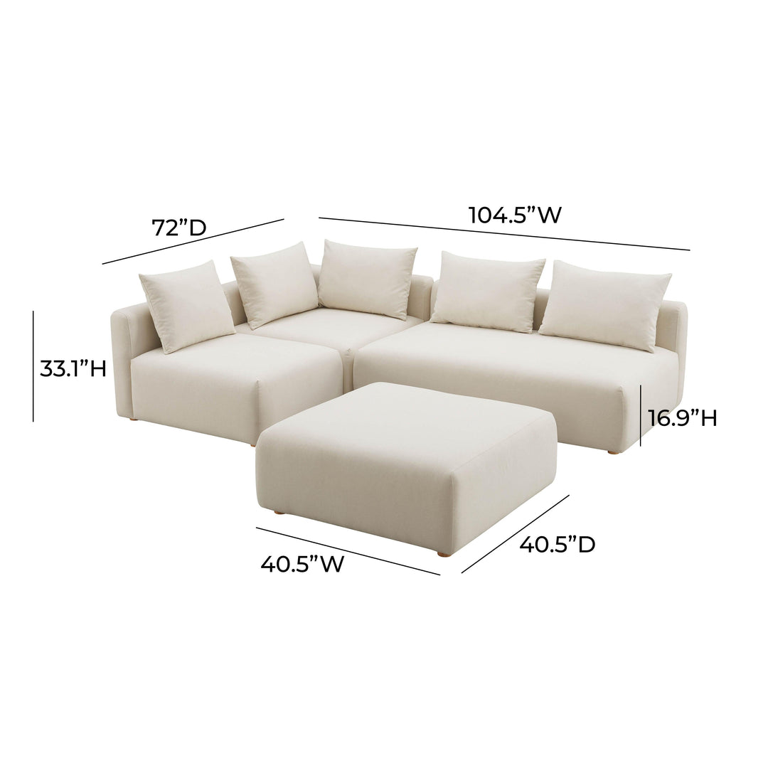 Hangover Cream Performance Linen 4-Piece Modular Chaise Sectional