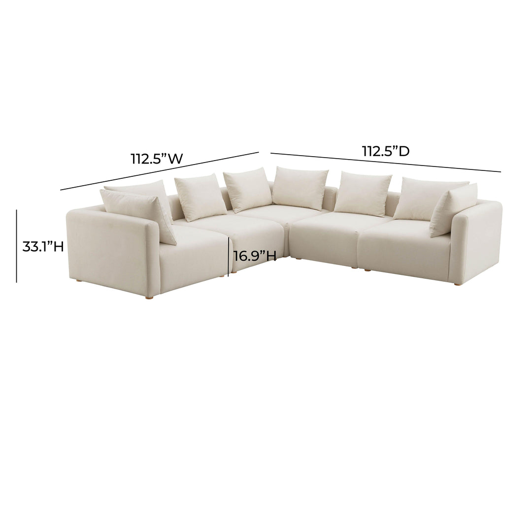 Hangover Cream Performance Linen 5-Piece Modular L-Sectional