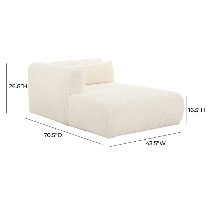 Tarra Fluffy Oversized Cream Corduroy Modular LAF Chaise