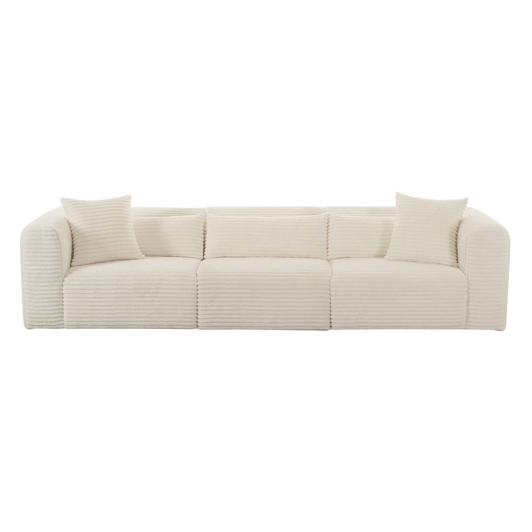 Tarra Fluffy Oversized Cream Corduroy Modular Sofa