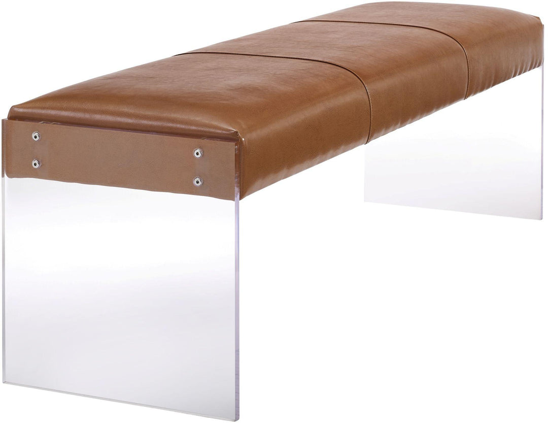 Envy Brown Vegan Leather/Acrylic Bench