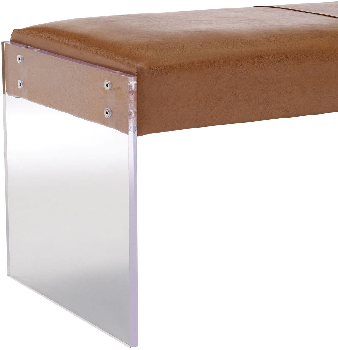 Envy Brown Vegan Leather/Acrylic Bench