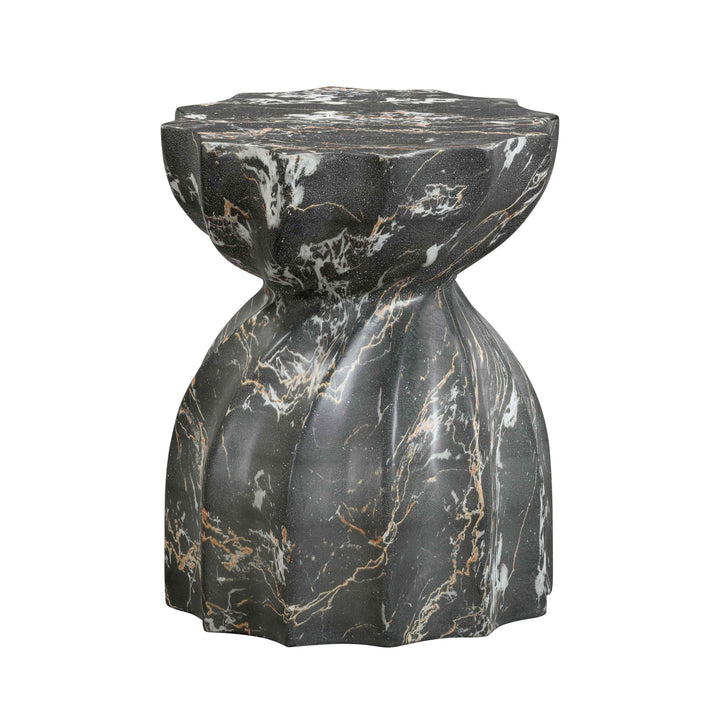 Turin Black Faux Marble Indoor / Outdoor Concrete Stool