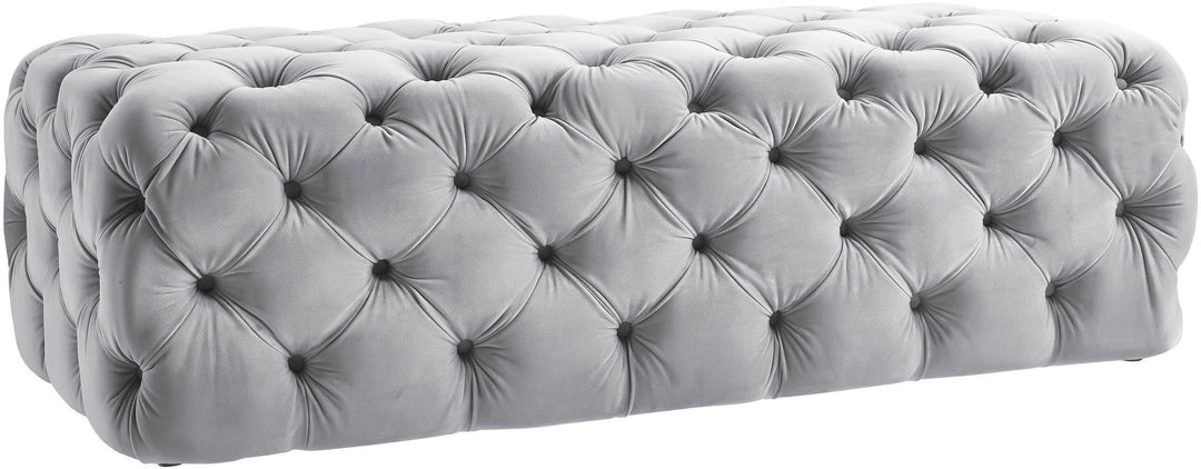 Kaylee Jumbo Grey Velvet Ottoman