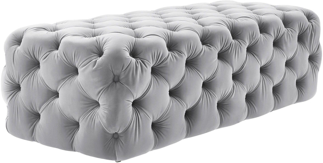 Kaylee Jumbo Grey Velvet Ottoman