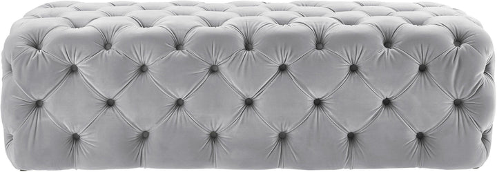 Kaylee Jumbo Grey Velvet Ottoman