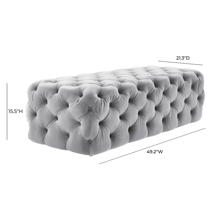 Kaylee Jumbo Grey Velvet Ottoman