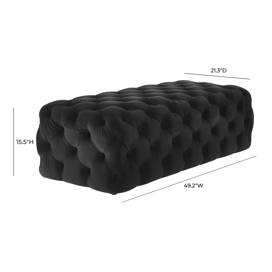 Kaylee Jumbo Black Velvet Ottoman