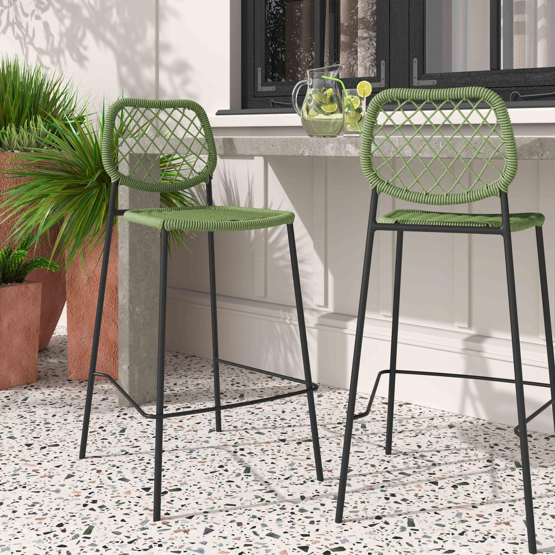 Lucy Green Dyed Cord Outdoor Counter Stool