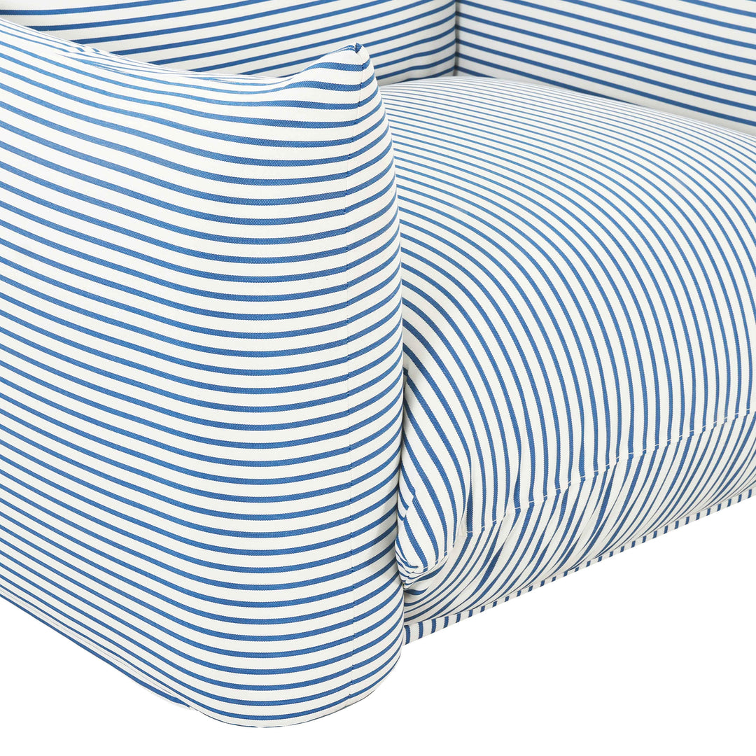 Saint Tropez Pearl and Blue Striped Stuffed Outdoor Armchair