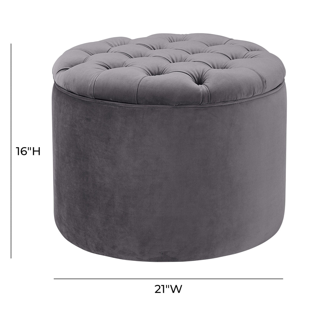 Queen Grey Velvet Storage Ottoman