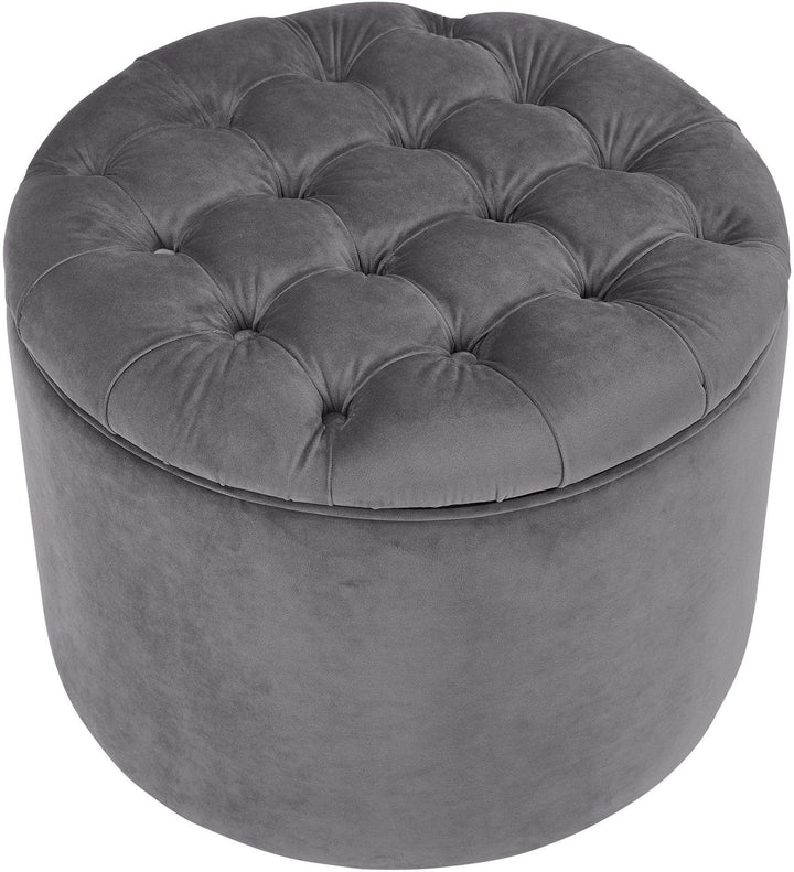 Queen Grey Velvet Storage Ottoman