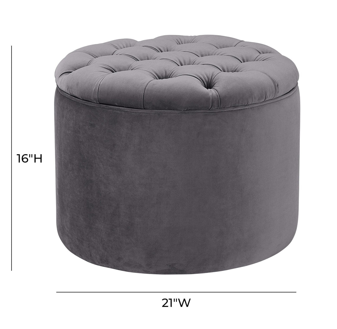 Queen Grey Velvet Storage Ottoman